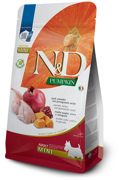 Farmina N&D Pumpkin Quail & Pomegranate Adult Mini Wet Dry Dog Food (4.4 Lb)