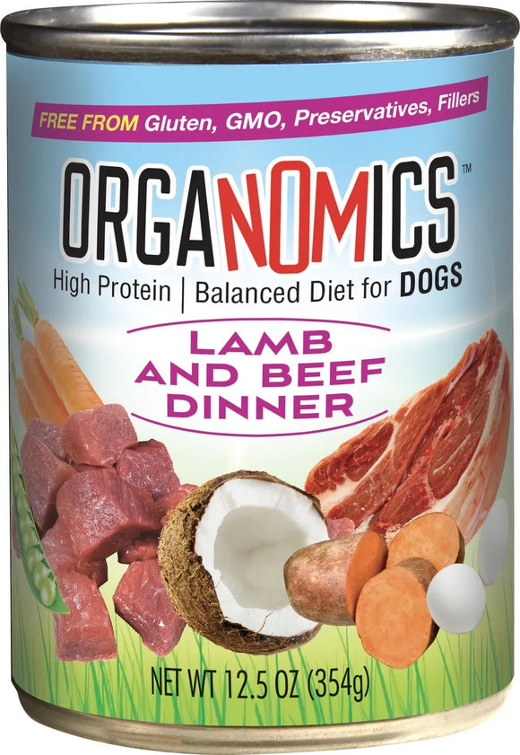Organomics Lamb and Beef Dinner for Dogs (12.5 OZ & Case of 12)