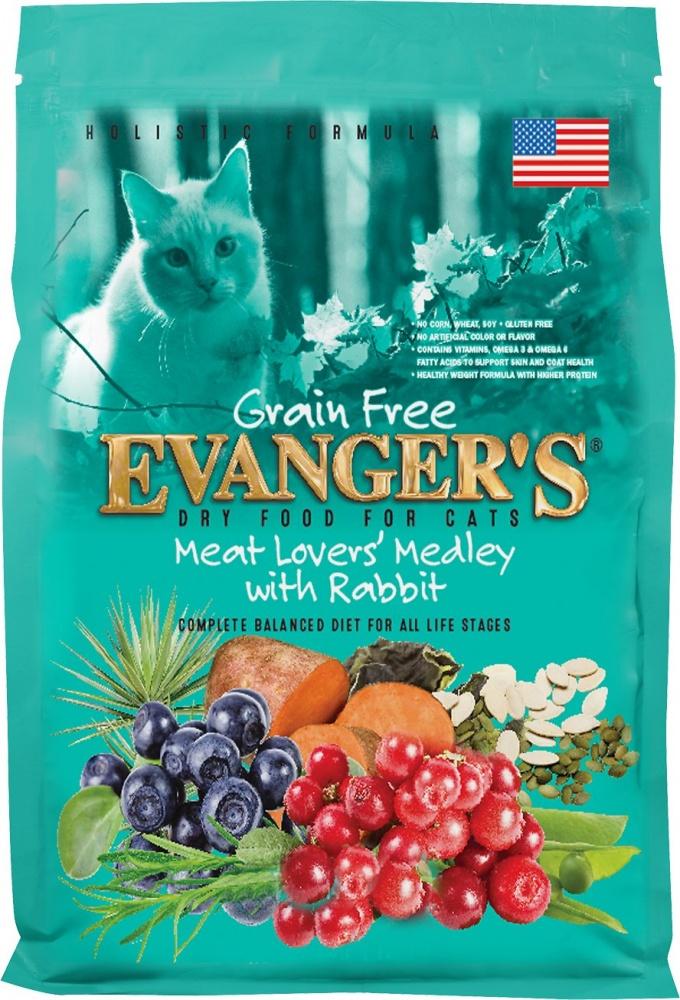 Evangers Grain Free Meat Lover s Medley with Rabbit Dry Cat Food