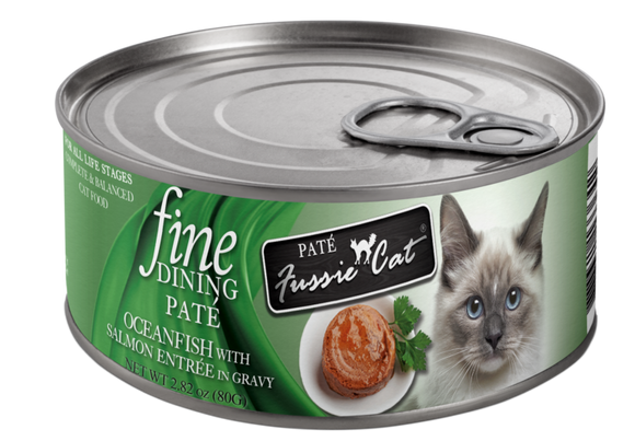 Fussie Cat Fine Dining - Pate - Oceanfish with Salmon Entree in gravy Cat Food