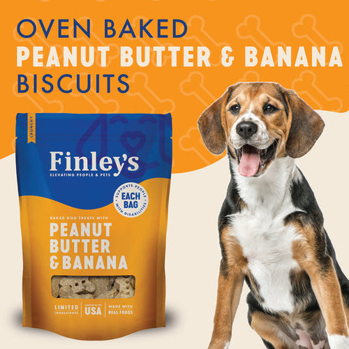 Finley's Peanut Butter Banana Crunchy Biscuits Dog Treats (12 oz)