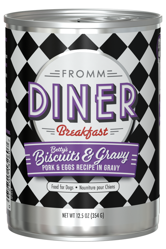 Fromm Diner Breakfast Betty's Biscuits & Gravy Pork & Eggs Recipe in Gravy Food for Dogs