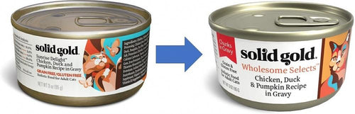 Solid Gold Wholesome Selects Grain Free Chicken, Duck, & Pumpkin in Gravy Recipe Canned Cat Food