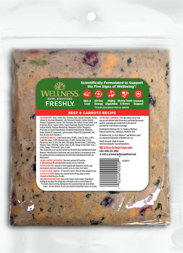 Wellness Freshly Bowl Boosters Beef & Carrots Frozen Fresh Dog Food