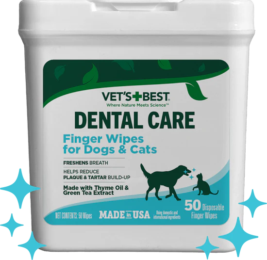 Vet's Best Dental Care Finger Wipes for Dogs & Cats