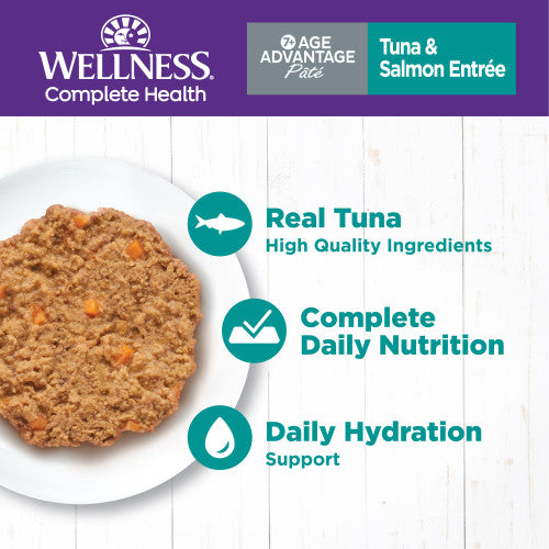 Wellness Complete Health wet Cat Senior Tuna and Salmon Pate recipes