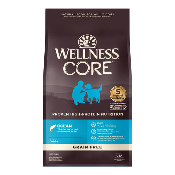Wellness CORE Natural Grain Free Ocean Whitefish, Herring & Salmon Recipe Dry Dog Food