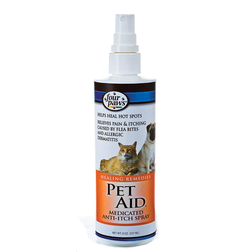 Four Paws Pet Aid Medicated Anti Itch Spray for Dogs Cats