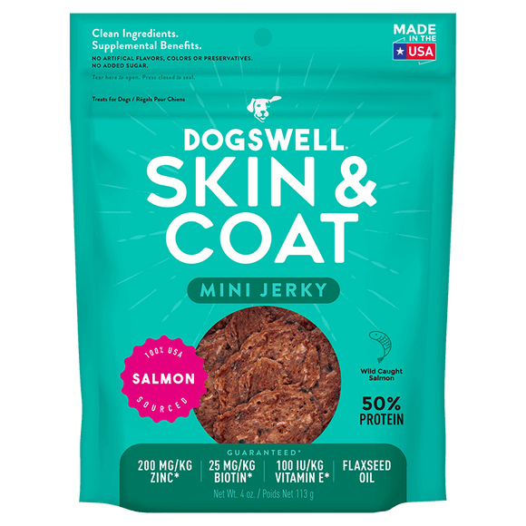 Dogswell Skin & Coat Mini Jerky Treats Salmon (10 oz)