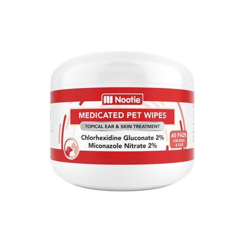 Nootie Antifungal & Antibacterial Medicated Pet Wipes for Dogs and Cats (60 ct)