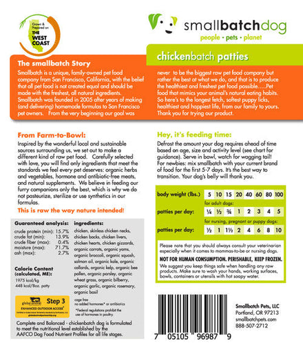 Smallbatch Chickenbatch Frozen Dog Food