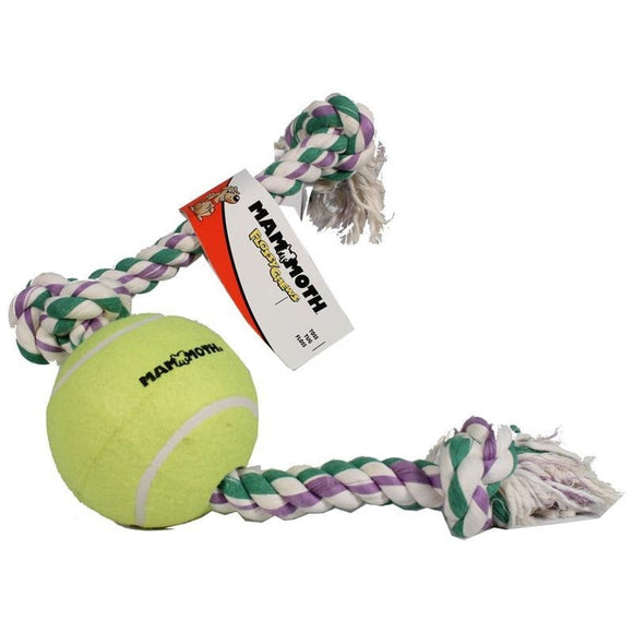 MAMMOTH FLOSSY CHEWS ROPE TUG W/6IN TENNIS BALL